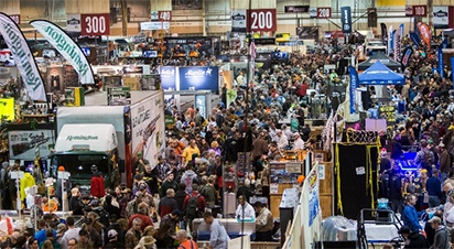Trade show floor with custom exhibit build-out