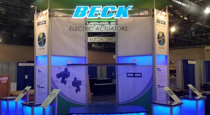 Convention hall setup with branded theming